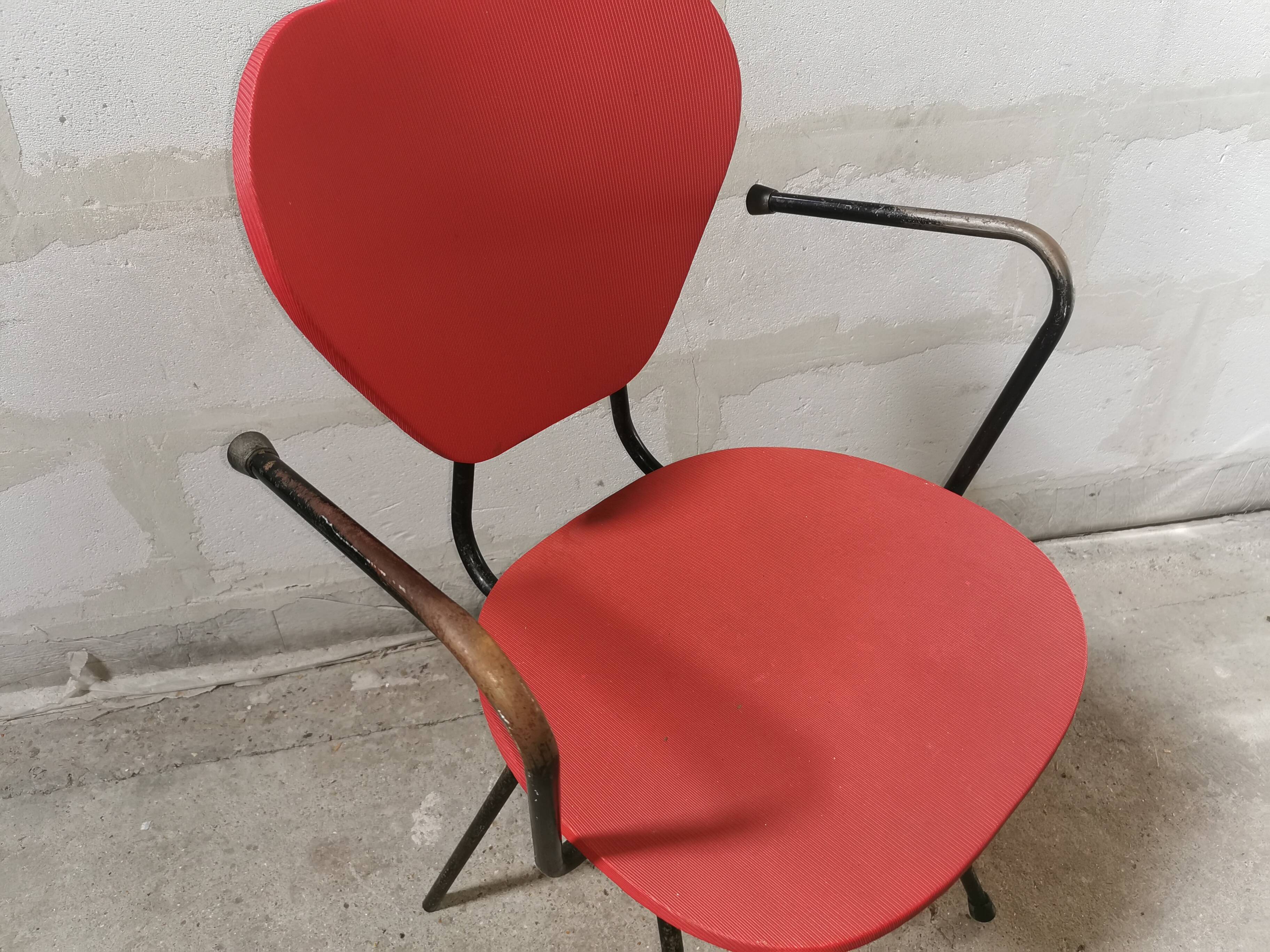Red armchair, vintage 50s