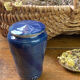 Glazed blue stoneware bonbonnière