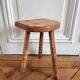 Tripod stool in raw wood