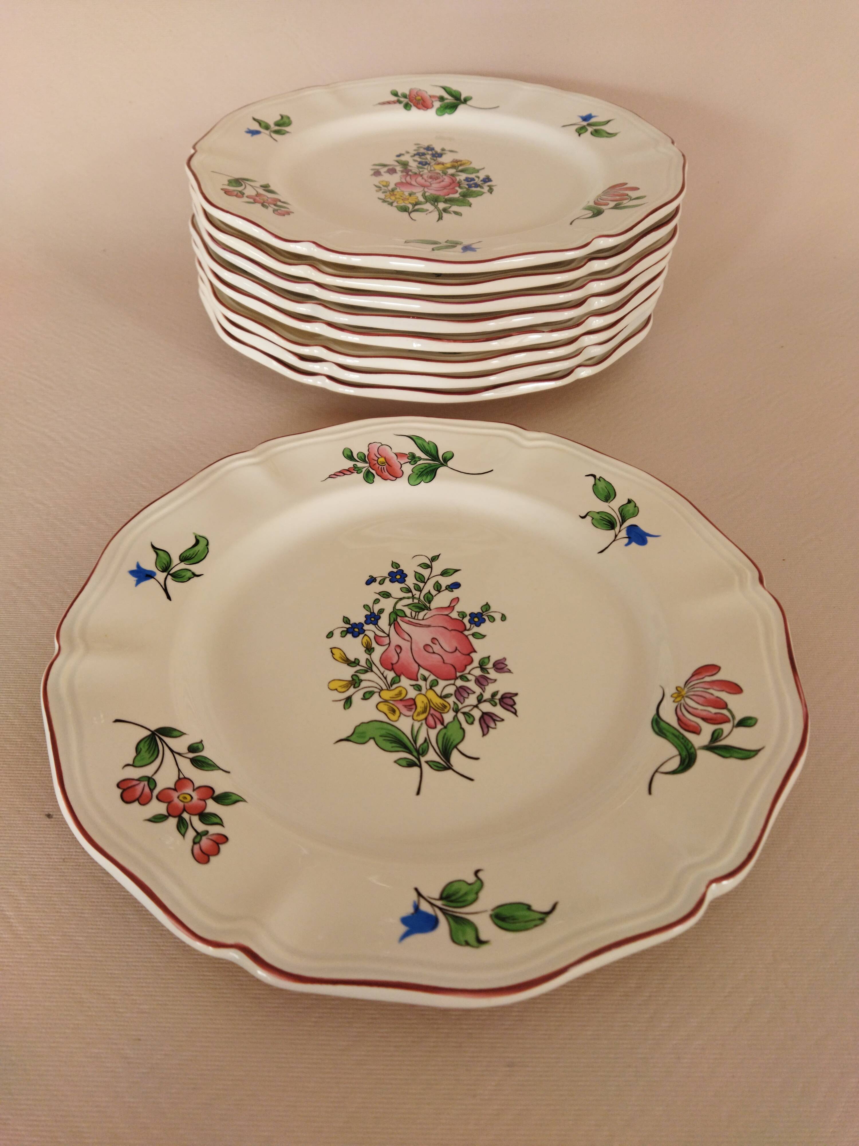 9 dessert plates “Réverbère fin” KG Lunéville