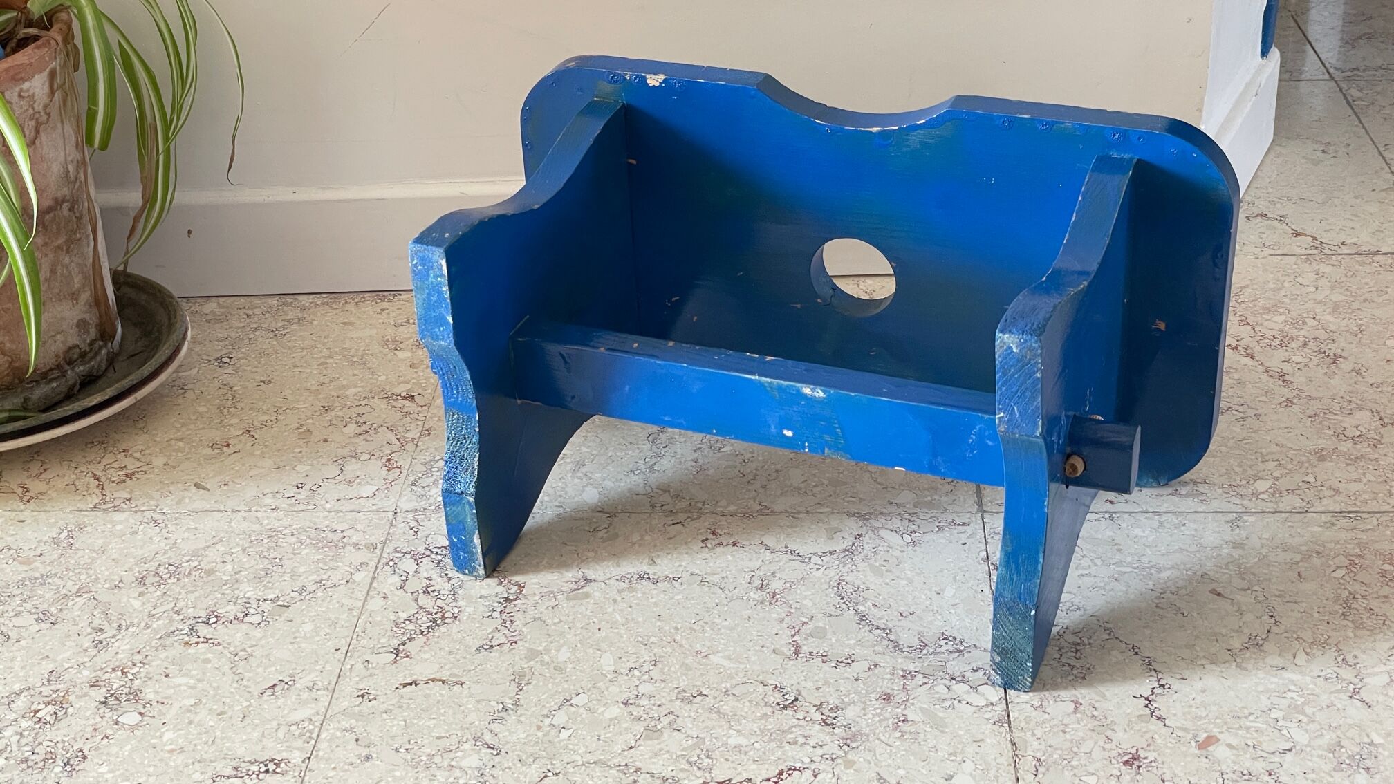 Vintage stool blue electric