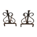 Paire de chenets en fer forgé