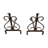 Paire de chenets en fer forgé