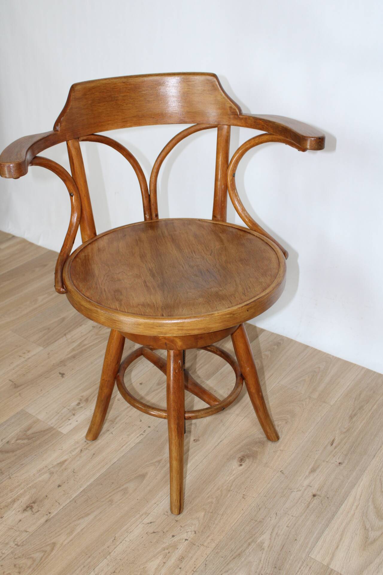 Gemla wooden swivel chair 1950 sweden