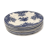 Set of 8 Longwy blue dessert plates