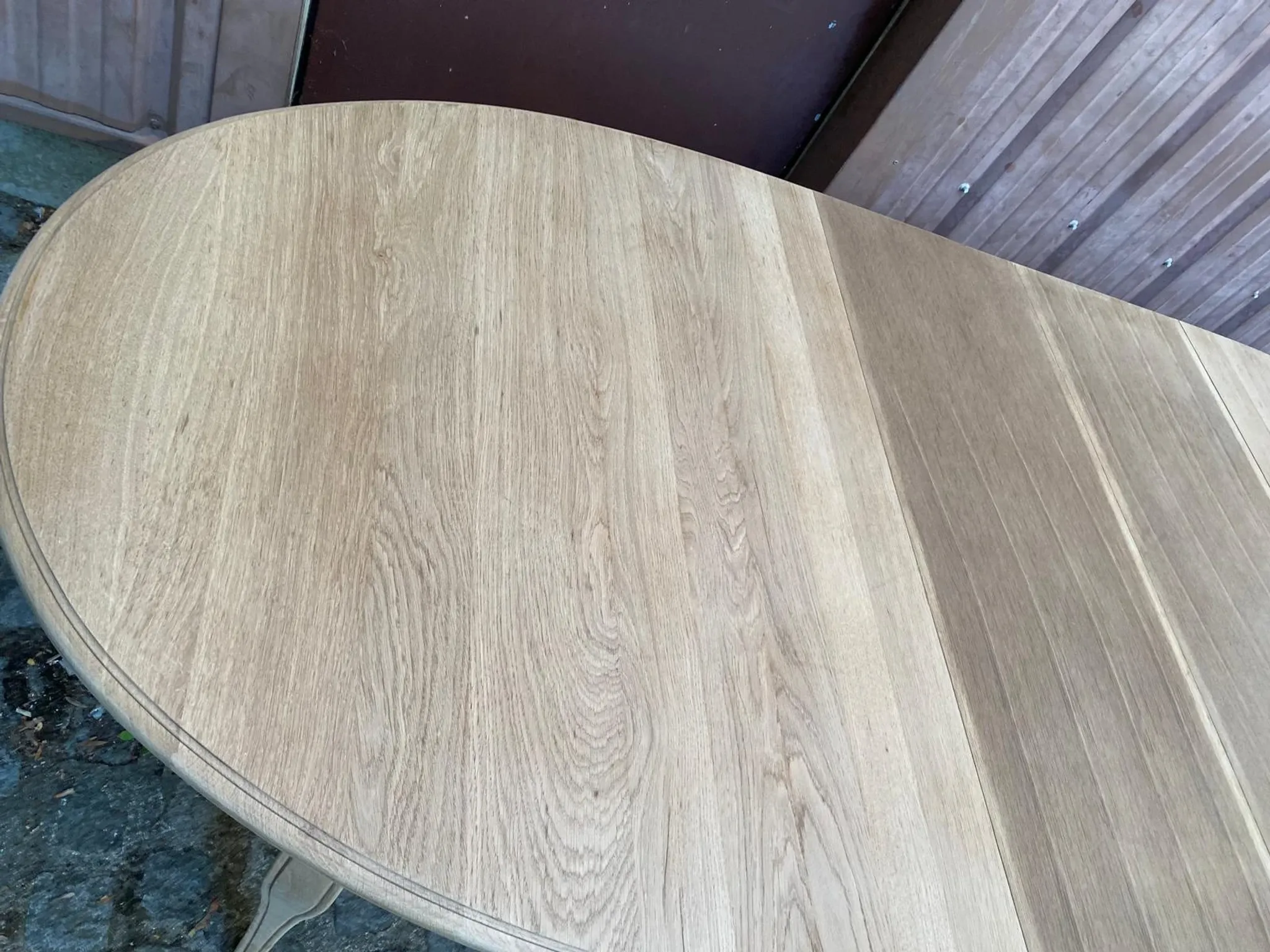Louis XV oval extendable dining table stripped in solid oak 260cm 1970