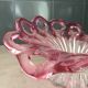 Pink blown glass fruit cup