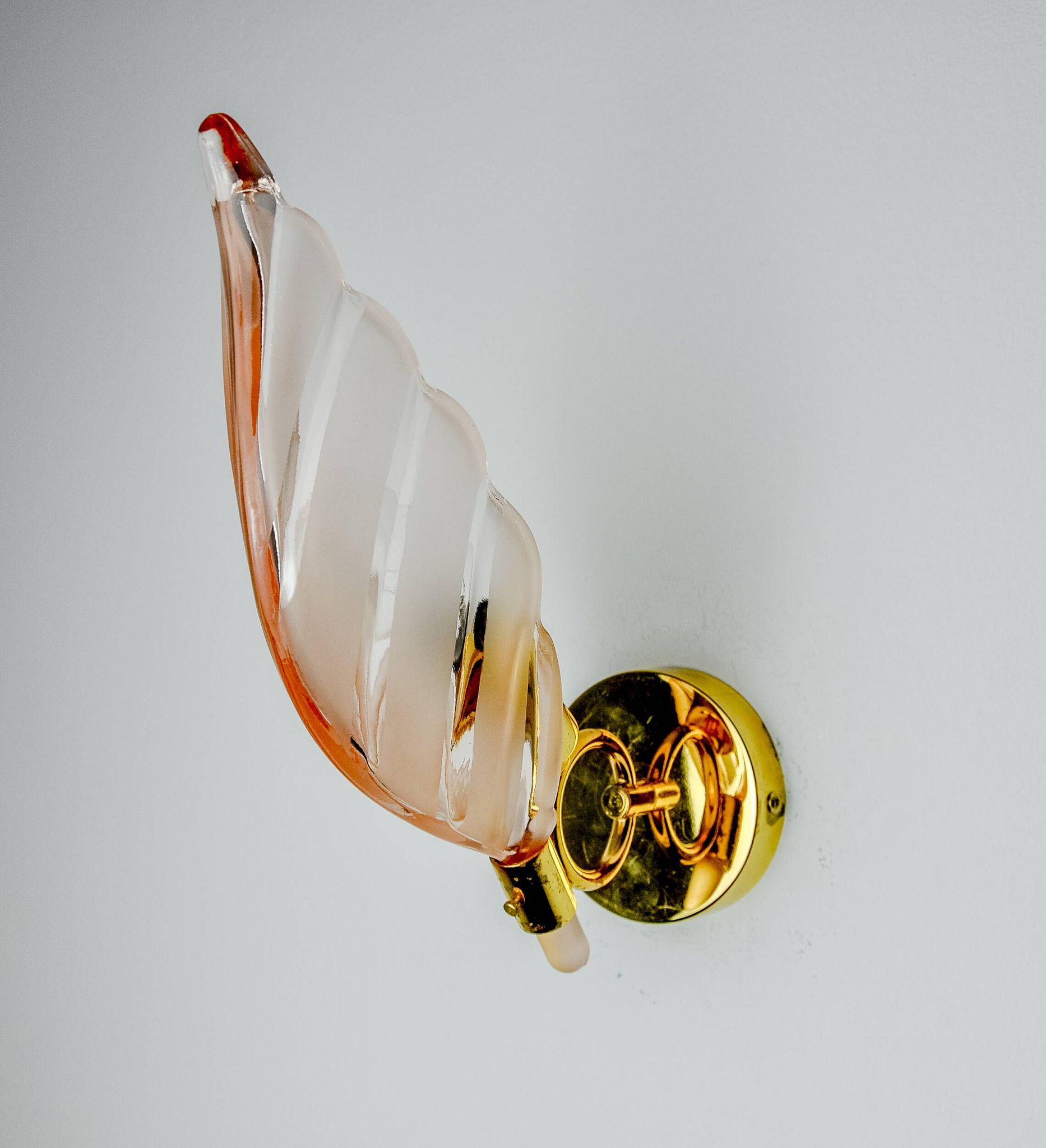 Applique murale florale, verre de Murano rose, Italie, 1970