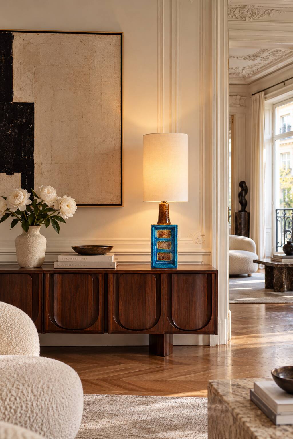 Aldo Londi for Bitossi Chamotte Ceramic Table Lamp, Italy, 1960s