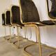 Set of 6 Vintage Gold Chrome Dining Chairs: Italian Mid-Century Design