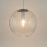 clear glass ball pendant chrome Limburg, Germany, 1970s