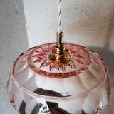 Vintage pink glass pendant light