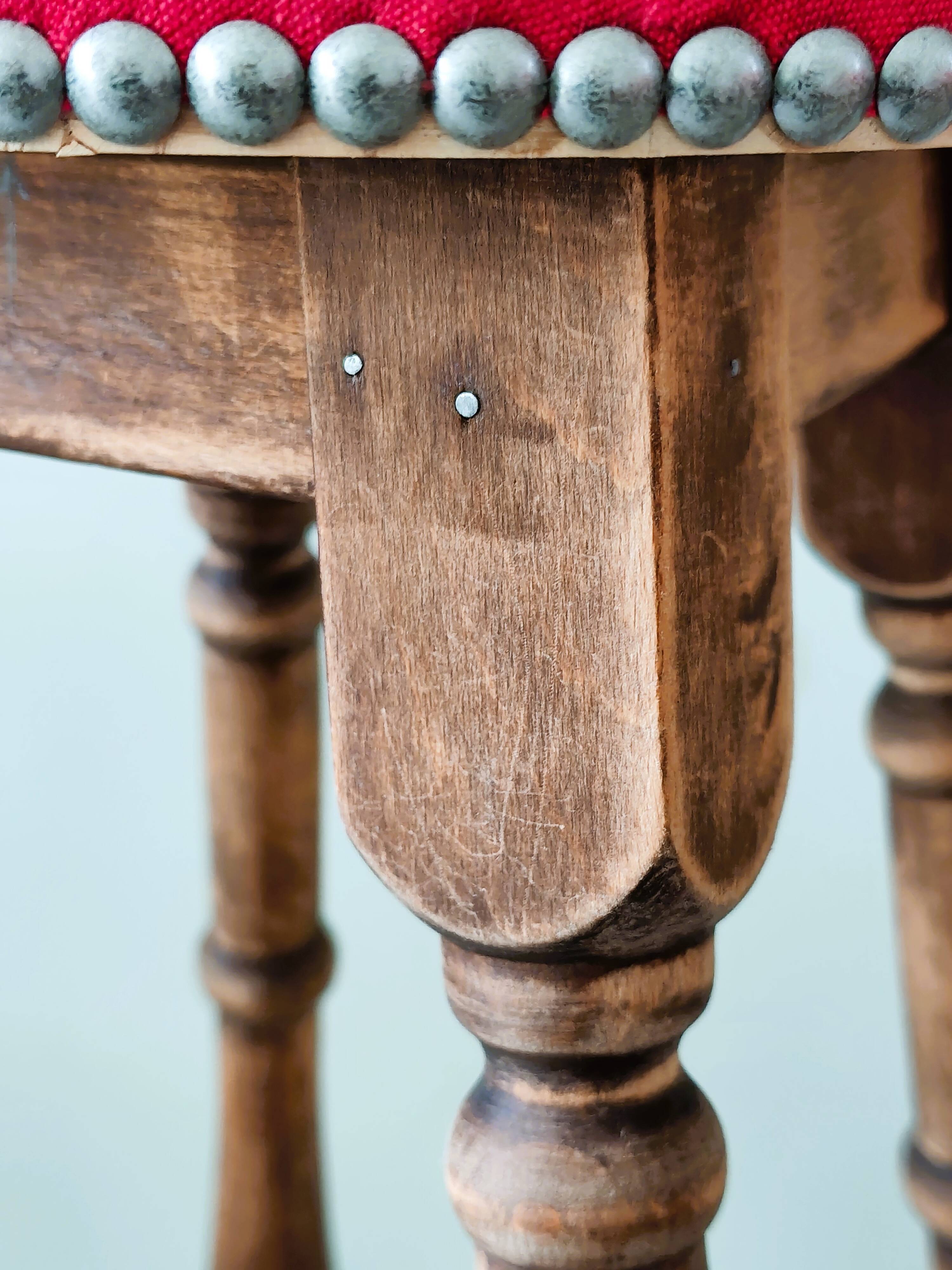 Pair of antique high stools in solid wood