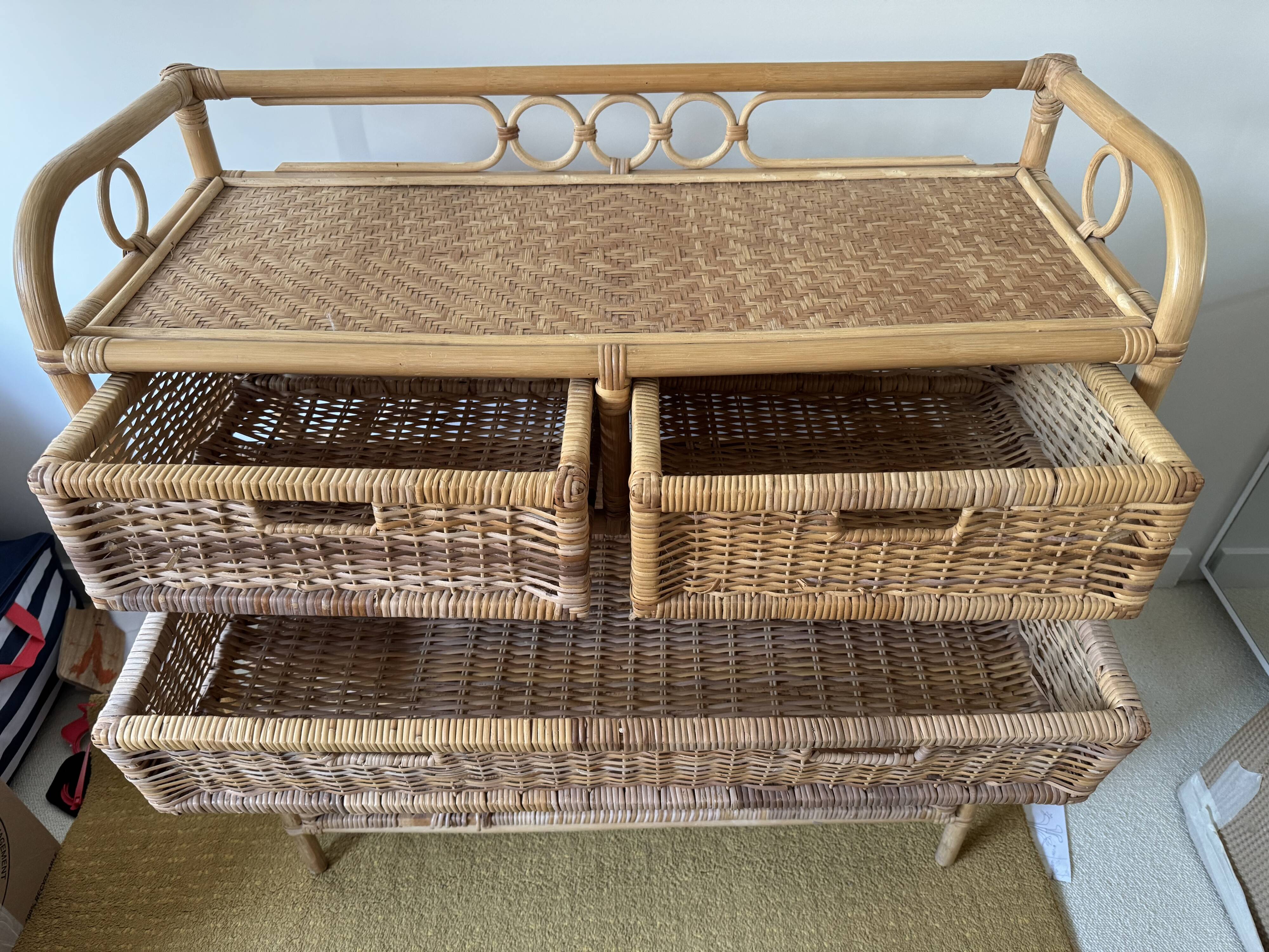 Commode rotin années 70
