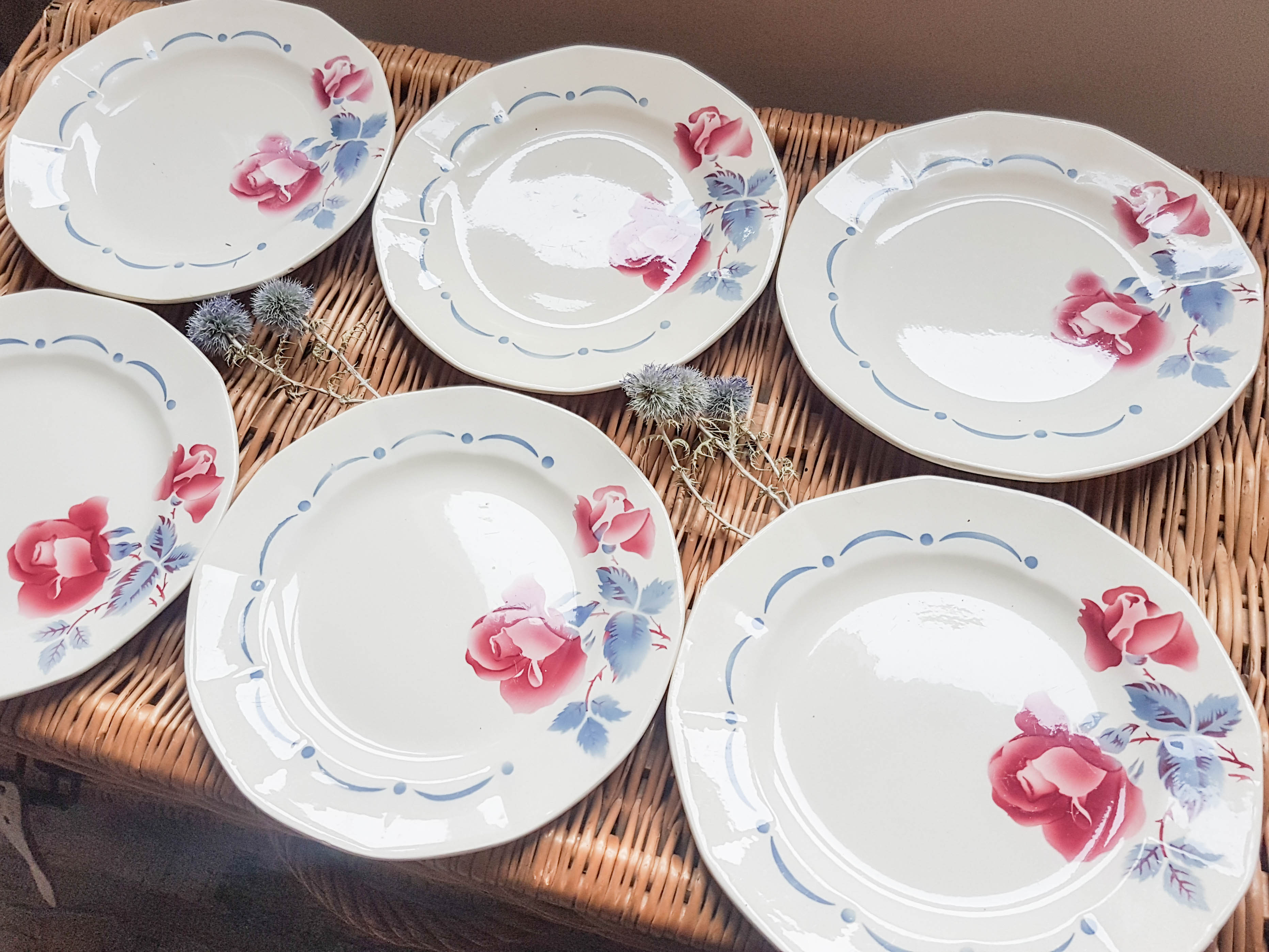 Lot of 6 dessert plates "boulogne" Digoin Sarreguemines