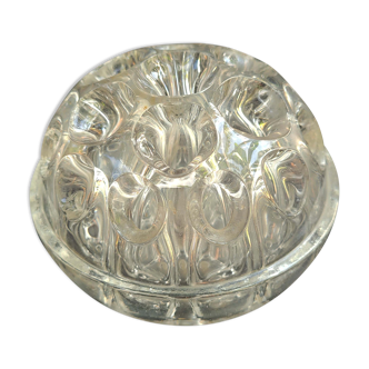 Vase vintage miniature en verre, cristal épais, France 1950e