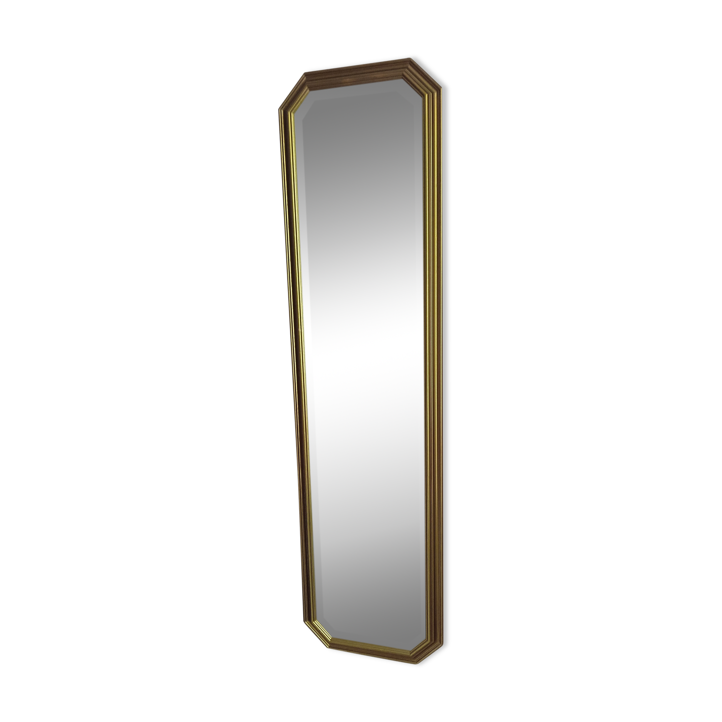 Miroir biseauté octogonal - encadrement doré 30x 140cm