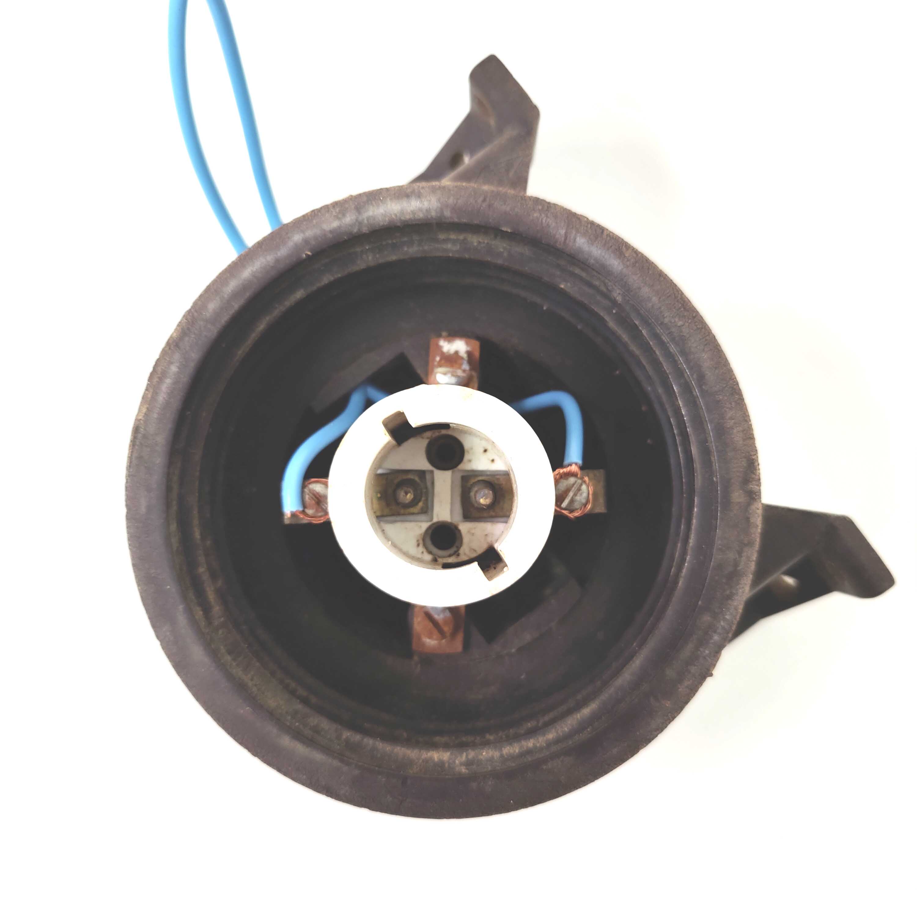 Applique globe en verre et bakélite industriel