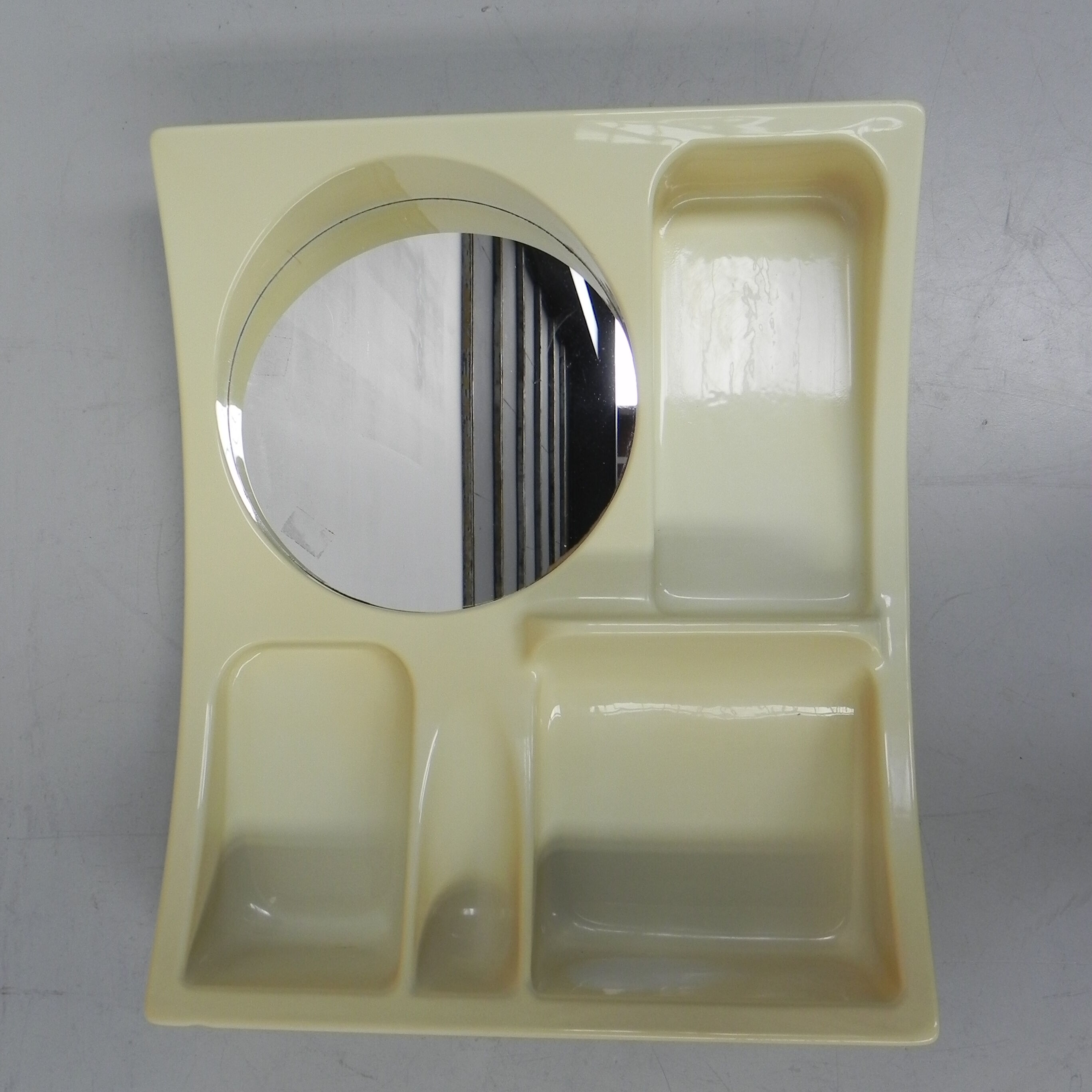 Vintage Plastic Bathroom Wall Shelf with Mirror