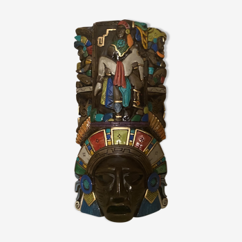 Masque ancien mexicain artisanal peint à la main