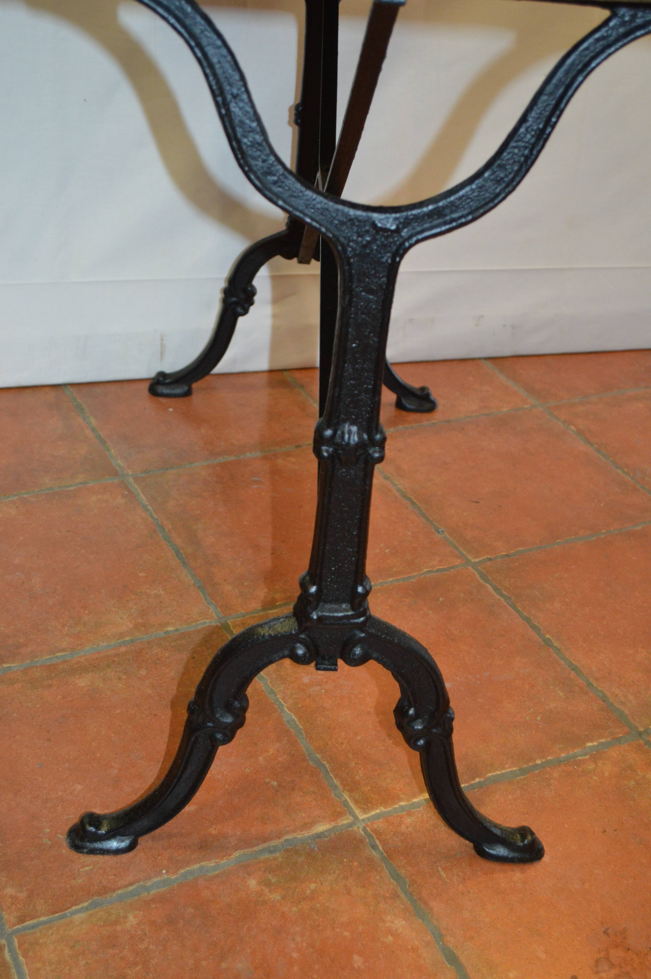 Cast iron bistro table and oak tray