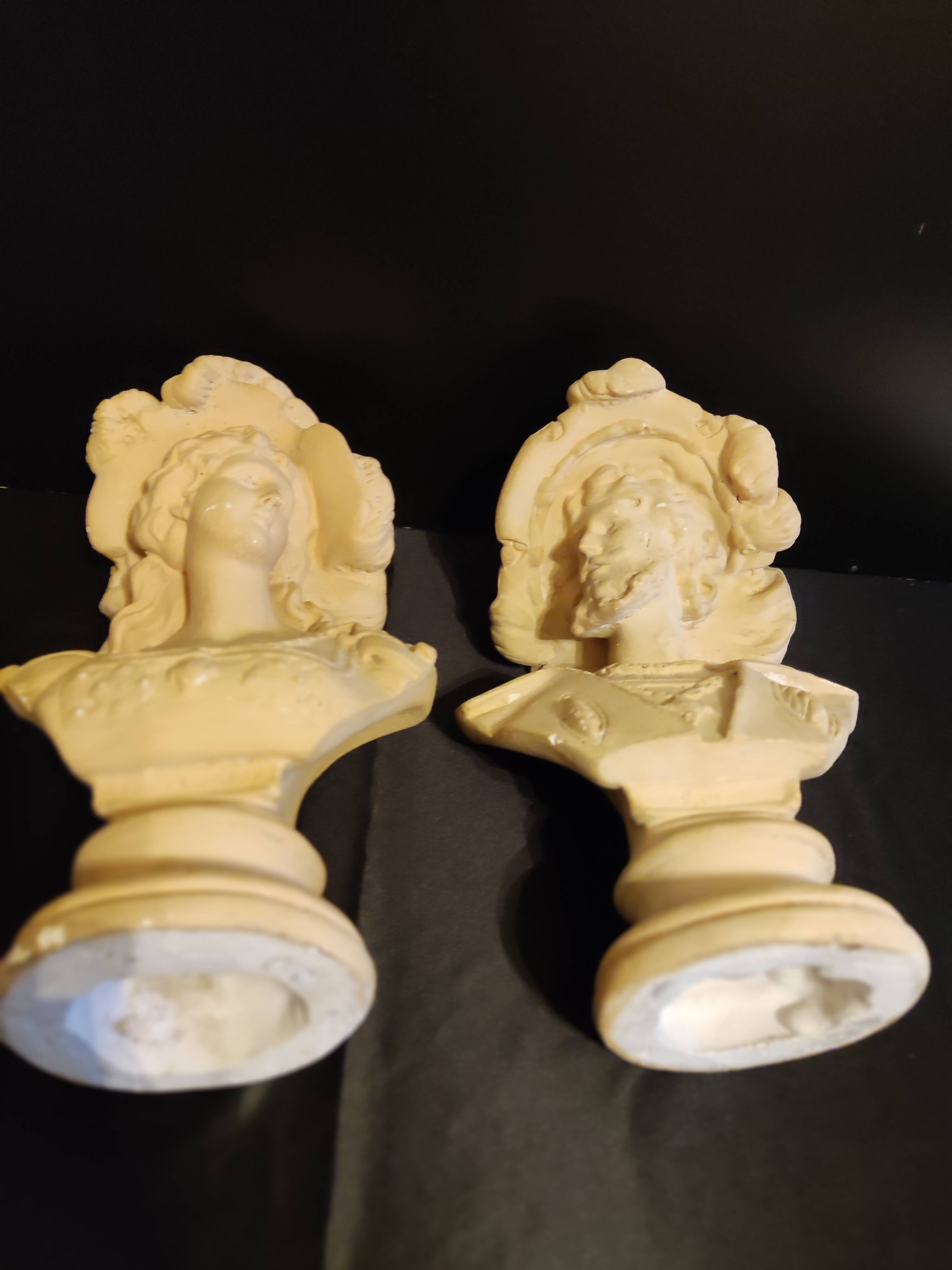 Plaster busts "margherita and faust" from the 50s