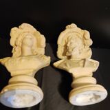 Plaster busts "margherita and faust" from the 50s
