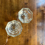 Pair of glass candle holders