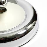 Round metal chrome ceiling or wall lamp from Italy | Space Age Design