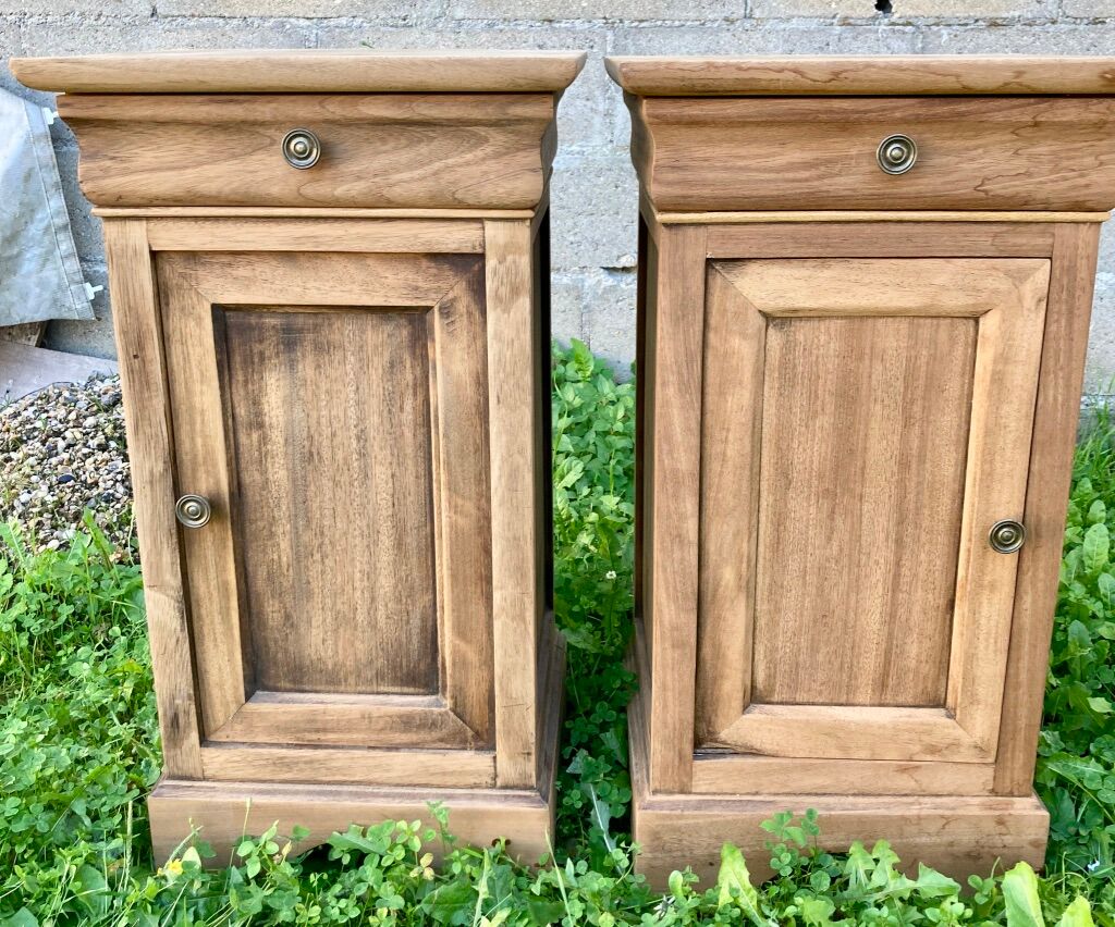 Bedside tables made of natural wood