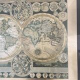 Vintage world map frame "World Map by Peter Schenk The Elder 1645-1715"