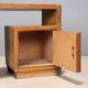 Vintage bedside table in exotic wood veneer, 1930s-1940s design.