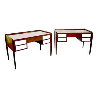 Pair of Vintage Ebonized Beech Writing Desks in the Style of Gio Ponti, Italy