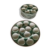 6 oyster plates and Longchamps barbotine dish