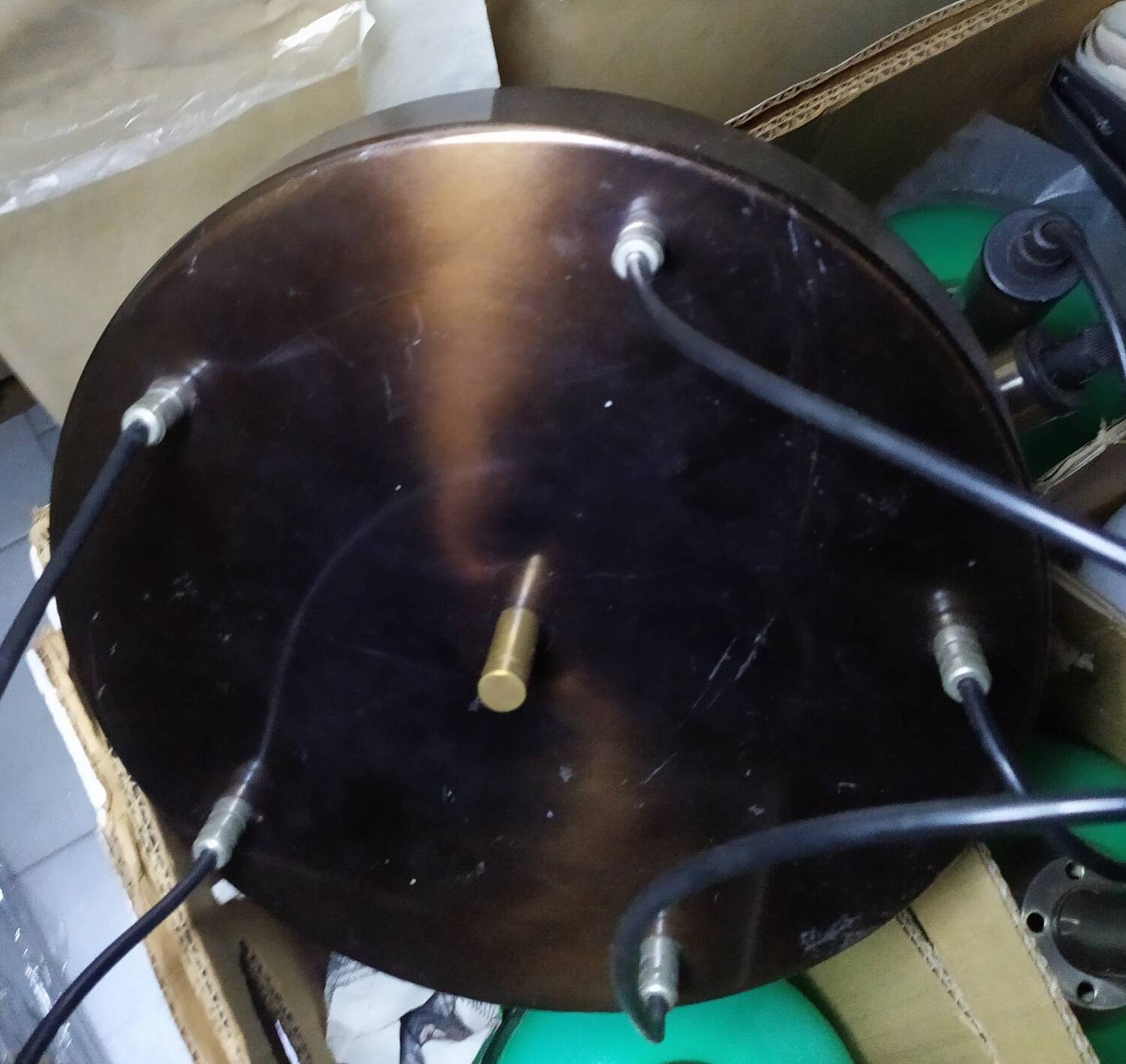 Suspension en verre de Murano vert et blanc de Vistosi Italie 1960