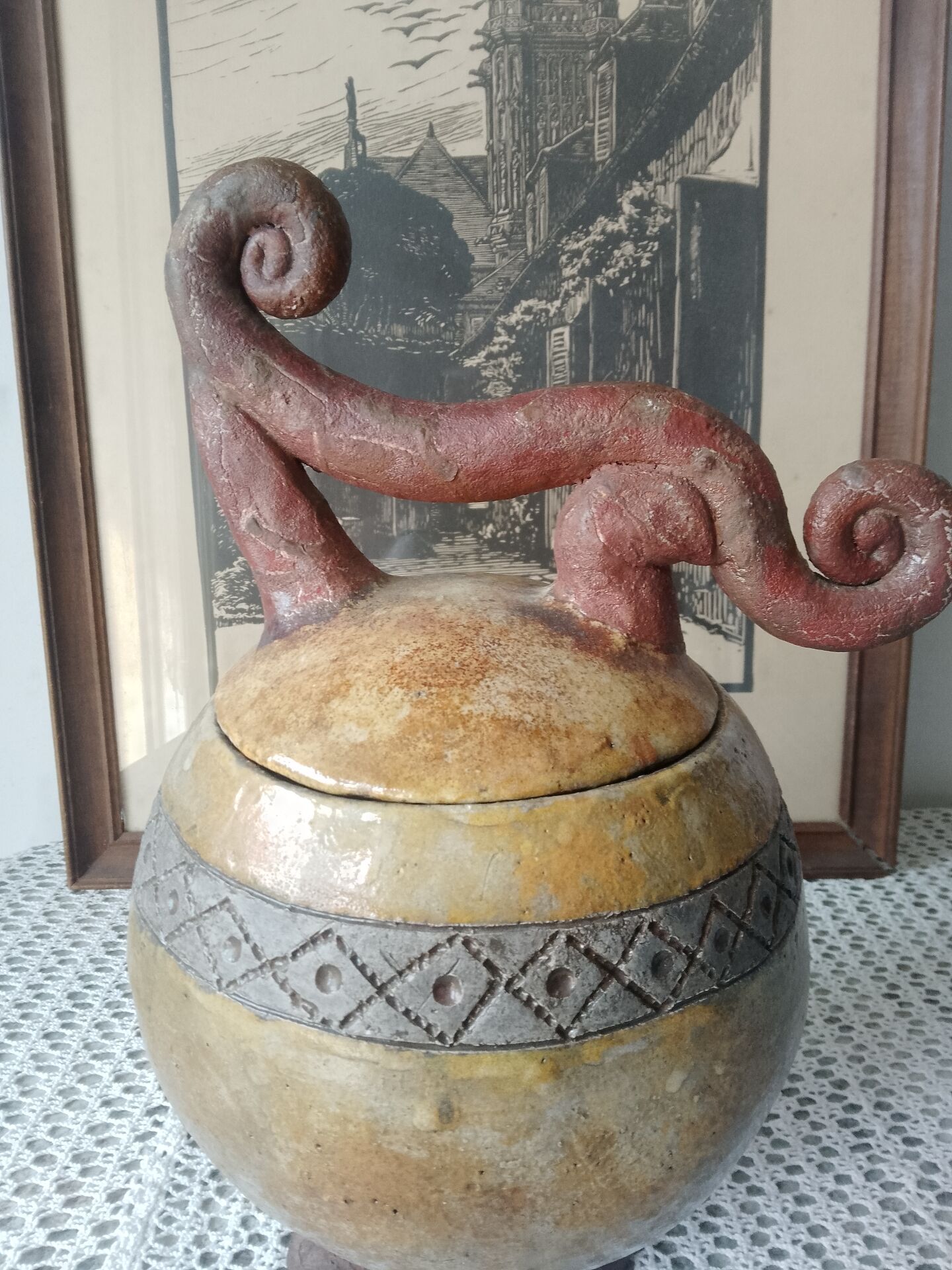 Art ceramic vase signed – Pre-Columbian style / Vallauris spirit
