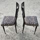 Set de 6 chaises salle à manger Mid Century laque noire peluche imprimé léopard