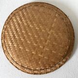 Round nesting trays in woven bamboo
