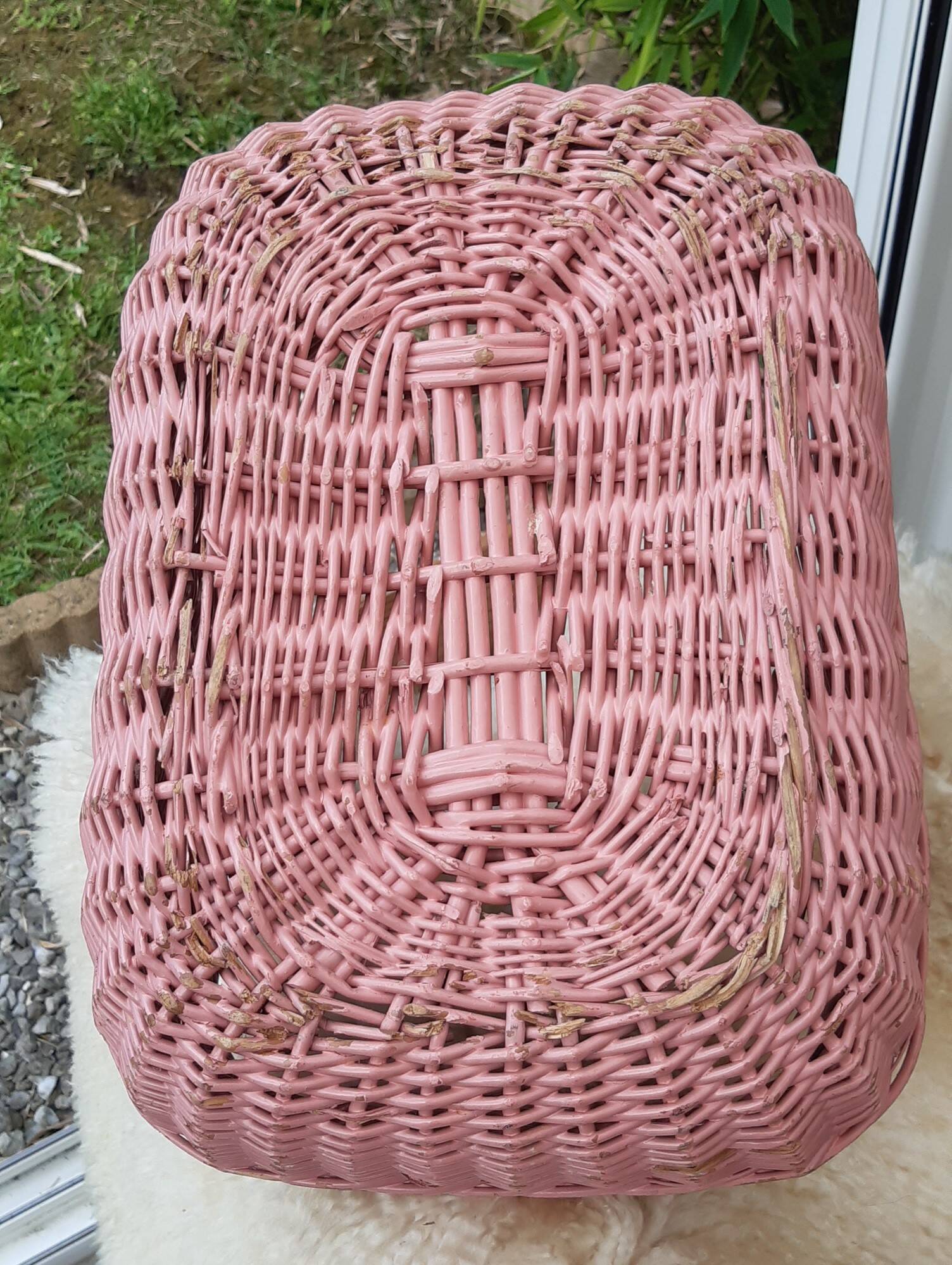 Pink rattan basket