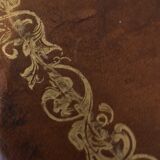 Round winemaker's table on original leather inlay gilded