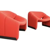 Pierre Paulin Set of 2 F598 Groovy Armchairs for Artifort New Upholstery, 1972
