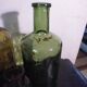 6 bottles of old amber and green pharmacy