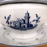 Assiette à soupe néoclassique en porcelaine blanche et bleue de Richard Ginori, Italie