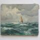 Old painting oil on marine canvas signed, early twentieth century