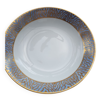 Large porcelain dish Yves Deshoulieres Paris for Louis Feraud model Esprit D'orient, diameter 29 cm, impeccable condition.