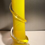 Soliflore vase in twisted yellow glass from the 60s/70s