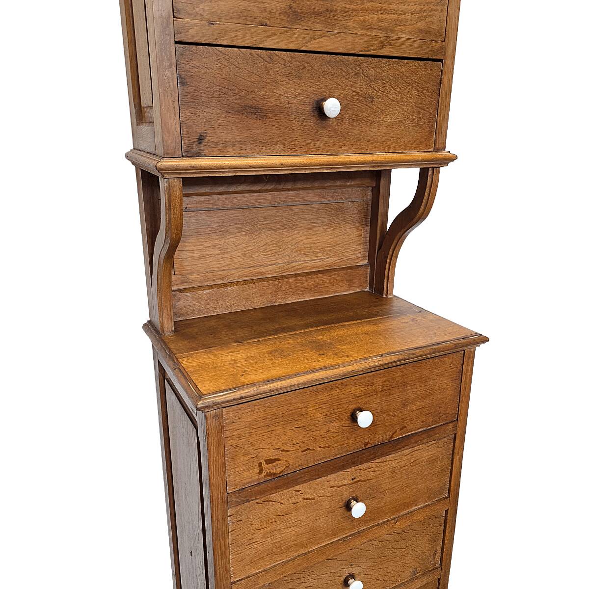 Antique Narrow Oak Chest Of Drawers, early 1900s
