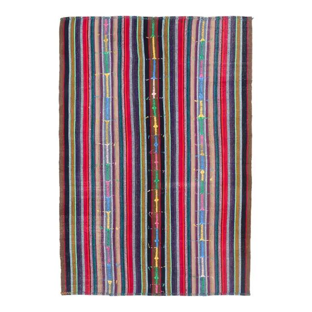 Vintage Turkish Hand-Knotted Wool Cotton Pink Kilim Area Rug 170x245