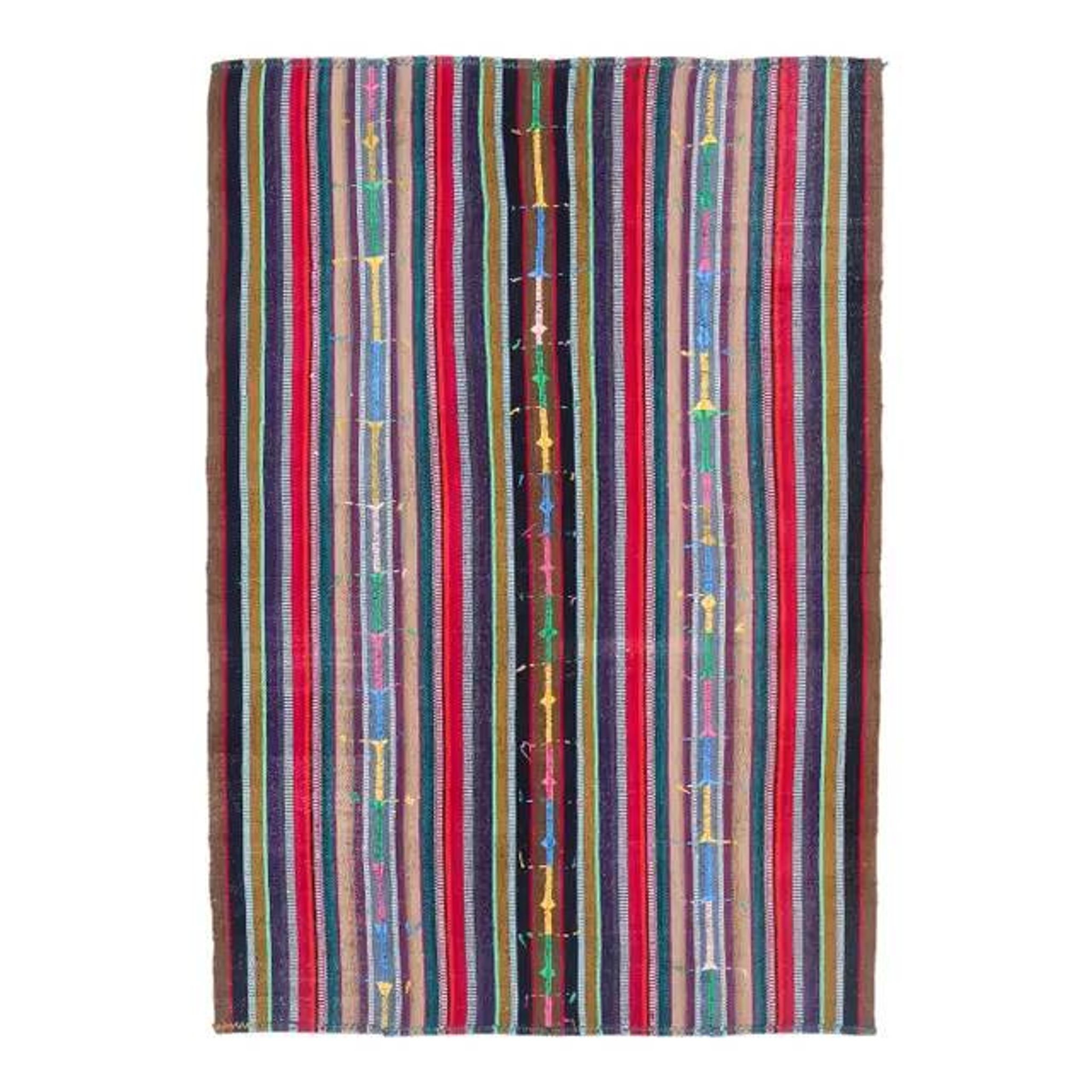 Vintage Turkish Hand-Knotted Wool Cotton Pink Kilim Area Rug 170x245