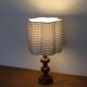 Table lamp, turned wooden base from the 1960s and sky blue gingham shade.
